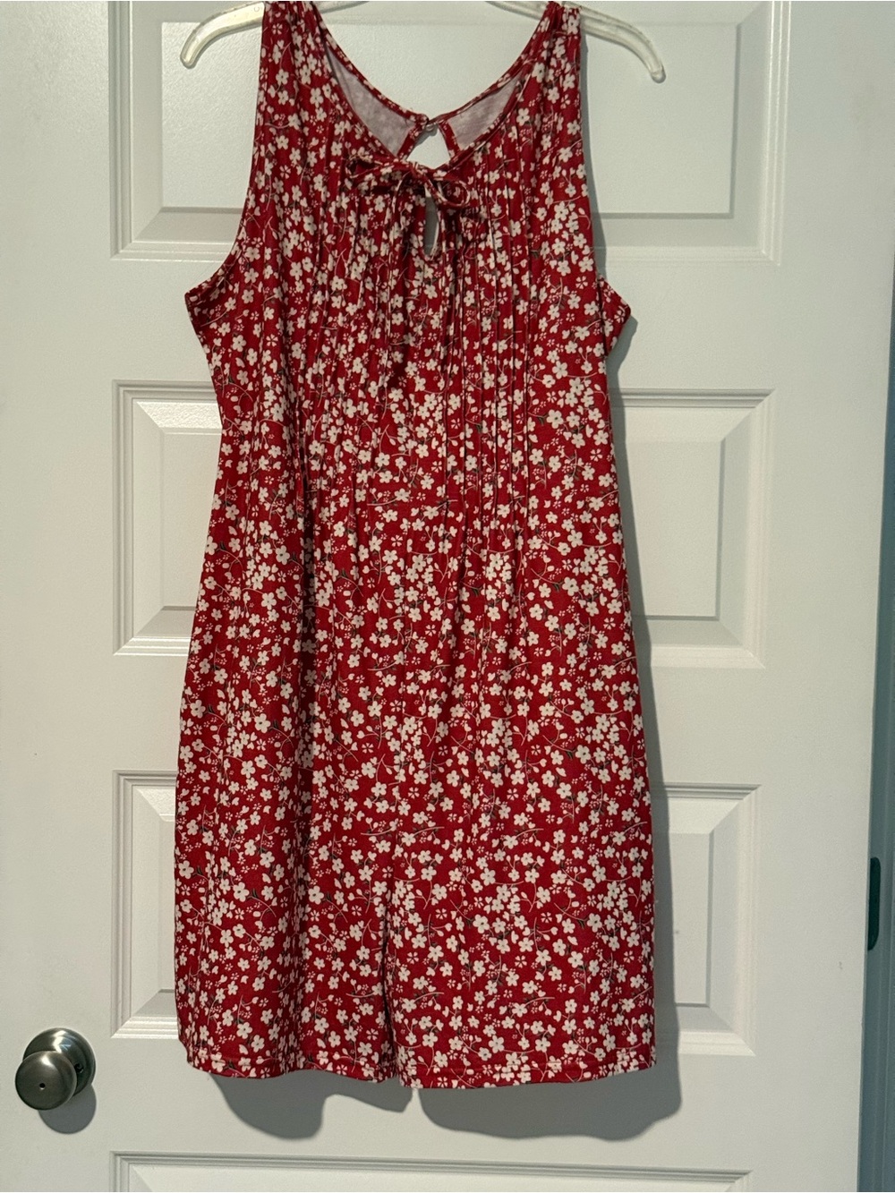 Red Floral Tie-Neck Sleeveless Romper